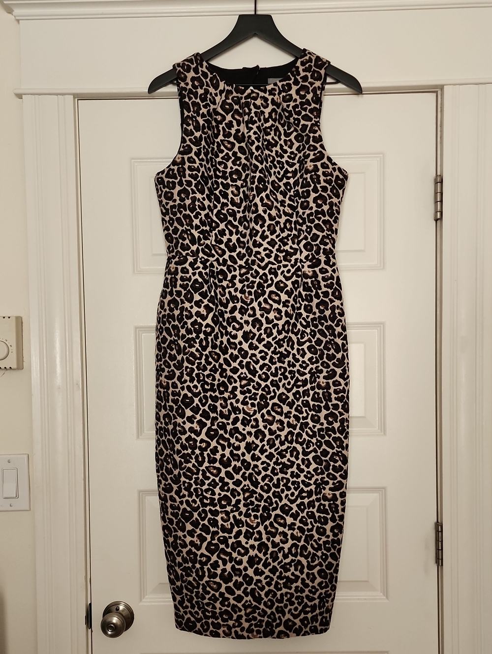 Anthropologie Leopard Print Midi Sheath Dress - Black & Cream